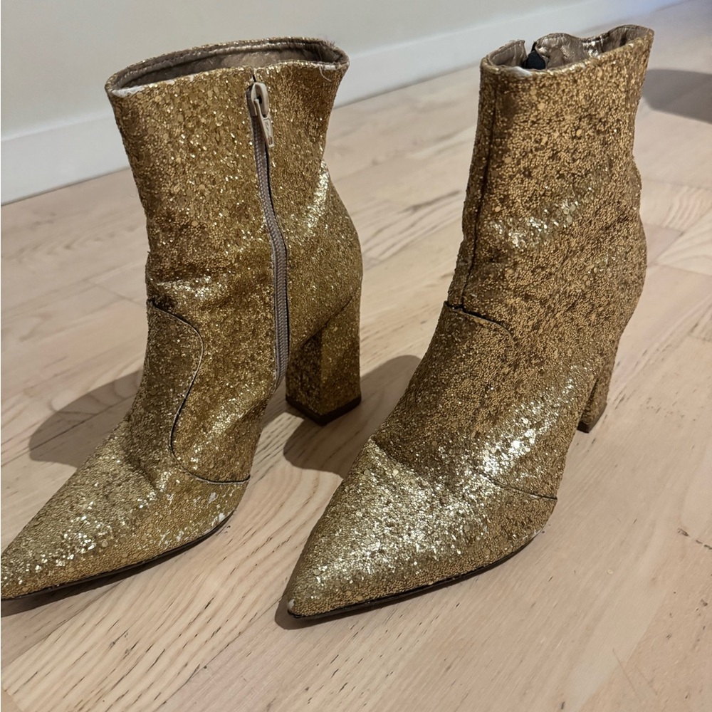 Gold Glitter Ankle Boots
